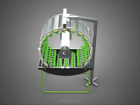 RADIAL ROTARY HYDROPONIC SPIN GARDENING PLANT FARM SYSTEM WHEEL 3D Model