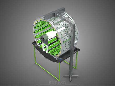 RADIAL ROTARY HYDROPONIC SPIN GARDENING PLANT FARM SYSTEM WHEEL 3D Model