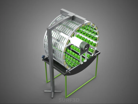 RADIAL ROTARY HYDROPONIC SPIN GARDENING PLANT FARM SYSTEM WHEEL 3D Model