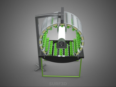 RADIAL ROTARY HYDROPONIC SPIN GARDENING PLANT FARM SYSTEM WHEEL 3D Model