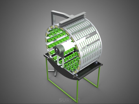 RADIAL ROTARY HYDROPONIC SPIN GARDENING PLANT FARM SYSTEM WHEEL 3D Model