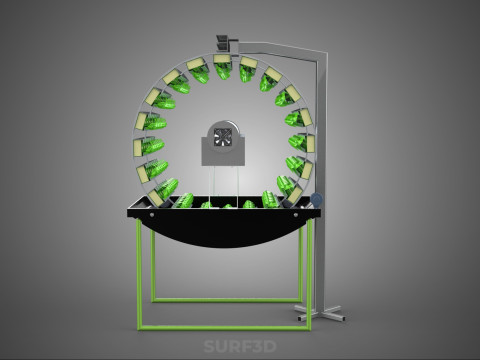 RADIAL ROTARY HYDROPONIC SPIN GARDENING PLANT FARM SYSTEM WHEEL 3D Model
