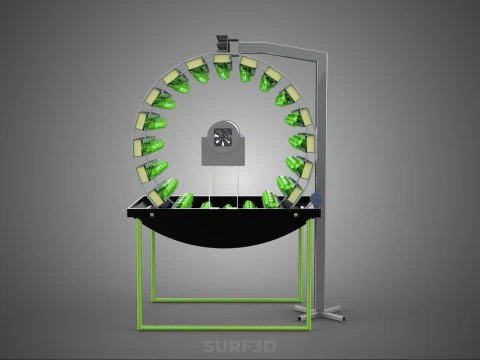 RADIAL ROTARY HYDROPONIC SPIN GARDENING PLANT FARM SYSTEM WHEEL 3D Model