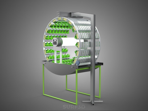 RADIAL ROTARY HYDROPONIC SPIN GARDENING PLANT FARM SYSTEM WHEEL 3D Model