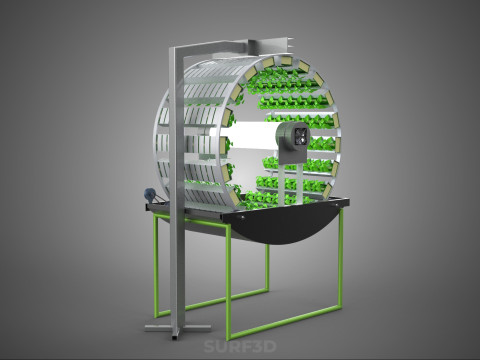 RADIAL ROTARY HYDROPONIC SPIN GARDENING PLANT FARM SYSTEM WHEEL 3D Model