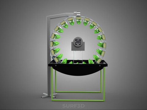 RADIAL ROTARY HYDROPONIC SPIN GARDENING PLANT FARM SYSTEM WHEEL 3D Model