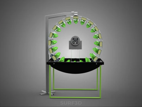 RADIAL ROTARY HYDROPONIC SPIN GARDENING PLANT FARM SYSTEM WHEEL 3D Model