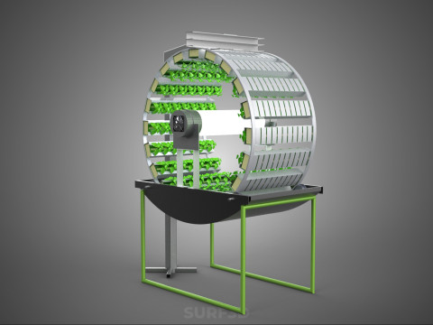 RADIAL ROTARY HYDROPONIC SPIN GARDENING PLANT FARM SYSTEM WHEEL 3D Model