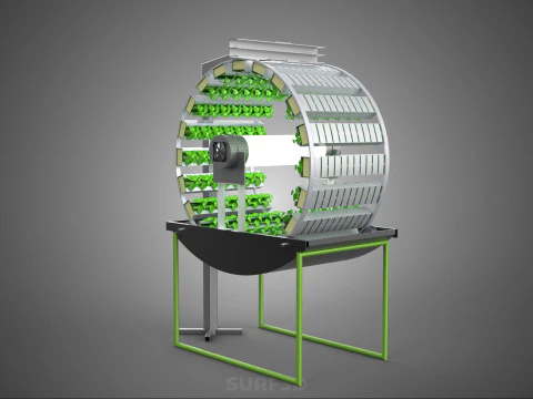 RADIAL ROTARY HYDROPONIC SPIN GARDENING PLANT FARM SYSTEM WHEEL 3D Model