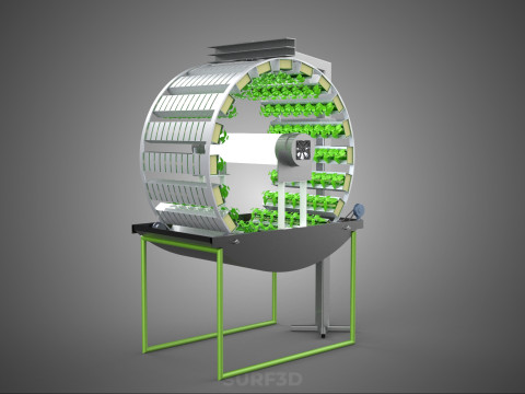 RADIAL ROTARY HYDROPONIC SPIN GARDENING PLANT FARM SYSTEM WHEEL 3D Model