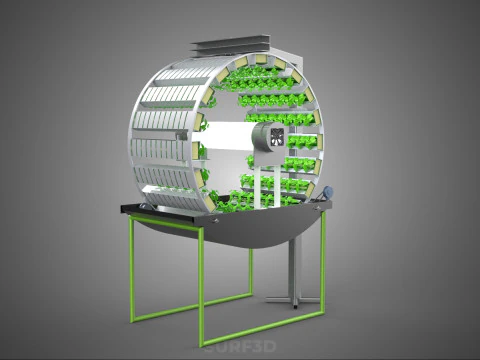 RADIAL ROTARY HYDROPONIC SPIN GARDENING PLANT FARM SYSTEM WHEEL 3D Model