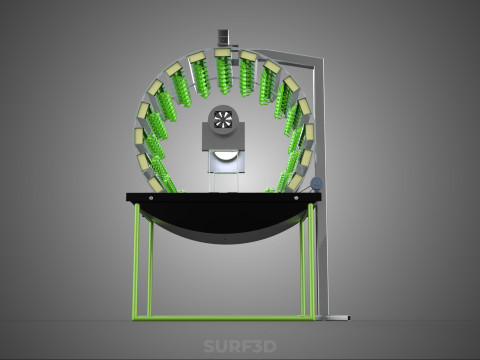 RADIAL ROTARY HYDROPONIC SPIN GARDENING PLANT FARM SYSTEM WHEEL 3D Model