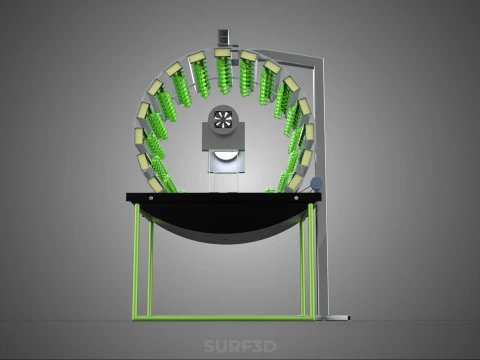 RADIAL ROTARY HYDROPONIC SPIN GARDENING PLANT FARM SYSTEM WHEEL 3D Model