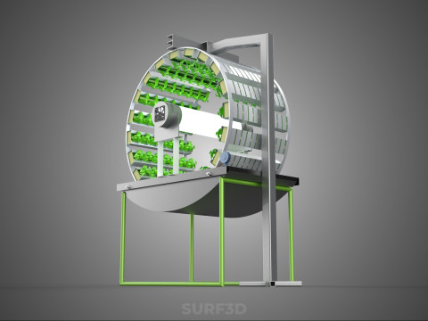 RADIAL ROTARY HYDROPONIC SPIN GARDENING PLANT FARM SYSTEM WHEEL 3D Model