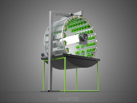 RADIAL ROTARY HYDROPONIC SPIN GARDENING PLANT FARM SYSTEM WHEEL 3D Model