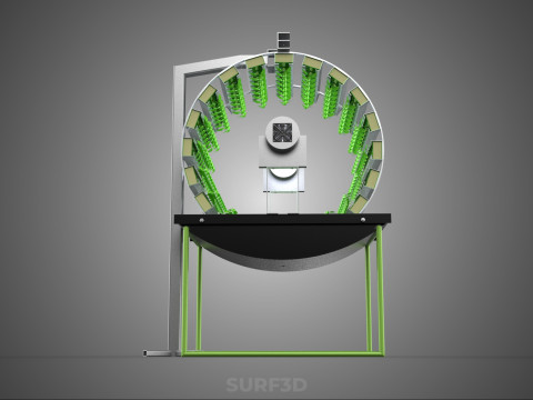 RADIAL ROTARY HYDROPONIC SPIN GARDENING PLANT FARM SYSTEM WHEEL 3D Model