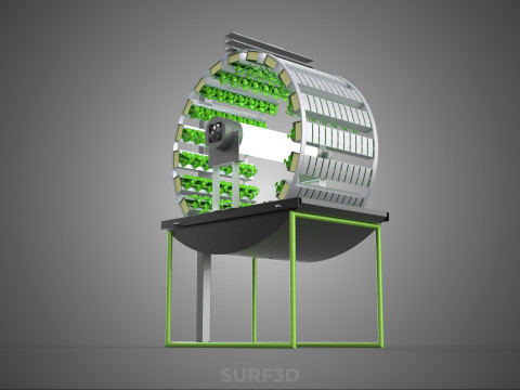 RADIAL ROTARY HYDROPONIC SPIN GARDENING PLANT FARM SYSTEM WHEEL 3D Model