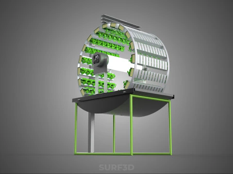 RADIAL ROTARY HYDROPONIC SPIN GARDENING PLANT FARM SYSTEM WHEEL 3D Model