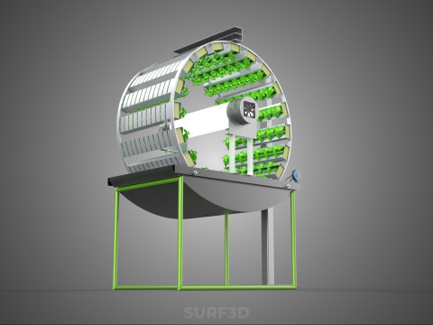RADIAL ROTARY HYDROPONIC SPIN GARDENING PLANT FARM SYSTEM WHEEL 3D Model