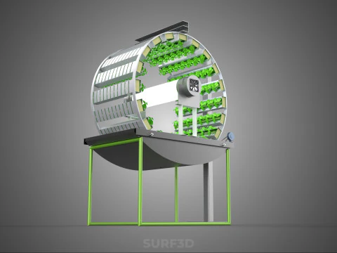 RADIAL ROTARY HYDROPONIC SPIN GARDENING PLANT FARM SYSTEM WHEEL 3D Model