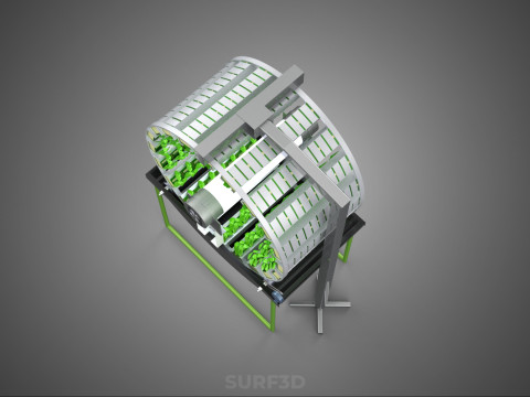 RADIAL ROTARY HYDROPONIC SPIN GARDENING PLANT FARM SYSTEM WHEEL 3D Model