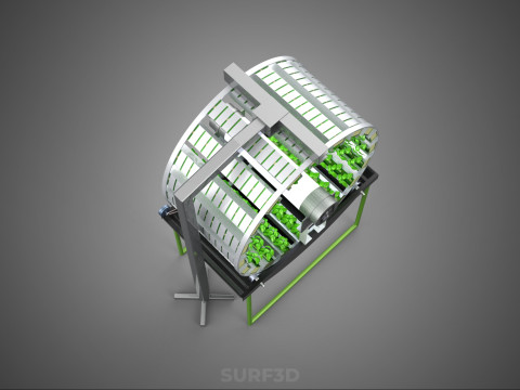 RADIAL ROTARY HYDROPONIC SPIN GARDENING PLANT FARM SYSTEM WHEEL 3D Model