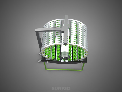 RADIAL ROTARY HYDROPONIC SPIN GARDENING PLANT FARM SYSTEM WHEEL 3D Model