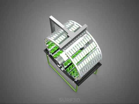 RADIAL ROTARY HYDROPONIC SPIN GARDENING PLANT FARM SYSTEM WHEEL 3D Model