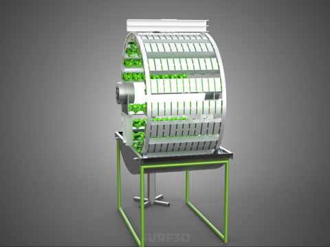 RADIAL ROTARY HYDROPONIC SPIN GARDENING PLANT FARM SYSTEM WHEEL 3D Model