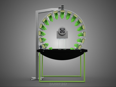 RADIAL ROTARY HYDROPONIC SPIN GARDENING PLANT FARM SYSTEM WHEEL 3D Model