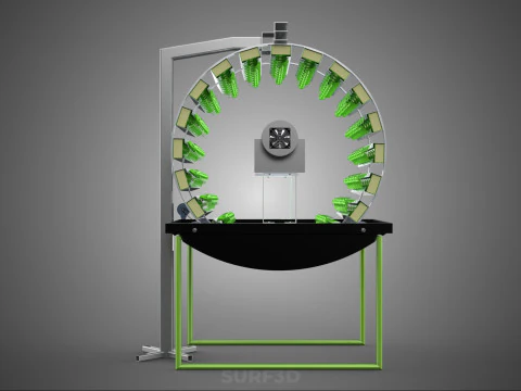 RADIAL ROTARY HYDROPONIC SPIN GARDENING PLANT FARM SYSTEM WHEEL 3D Model