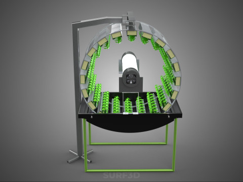 RADIAL ROTARY HYDROPONIC SPIN GARDENING PLANT FARM SYSTEM WHEEL 3D Model
