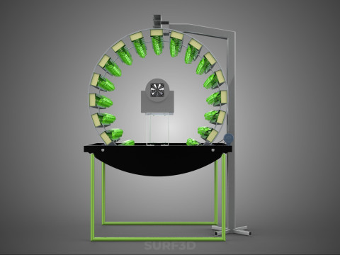 RADIAL ROTARY HYDROPONIC SPIN GARDENING PLANT FARM SYSTEM WHEEL 3D Model