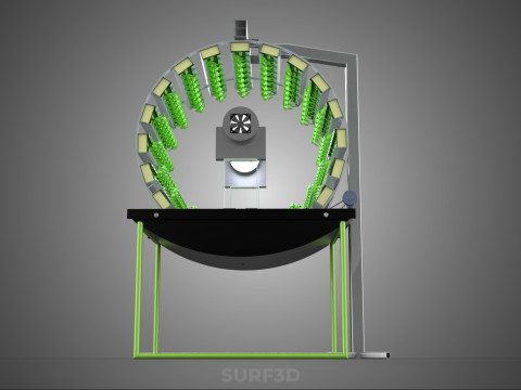RADIAL ROTARY HYDROPONIC SPIN GARDENING PLANT FARM SYSTEM WHEEL 3D Model