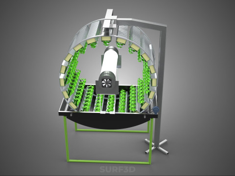 RADIAL ROTARY HYDROPONIC SPIN GARDENING PLANT FARM SYSTEM WHEEL 3D Model