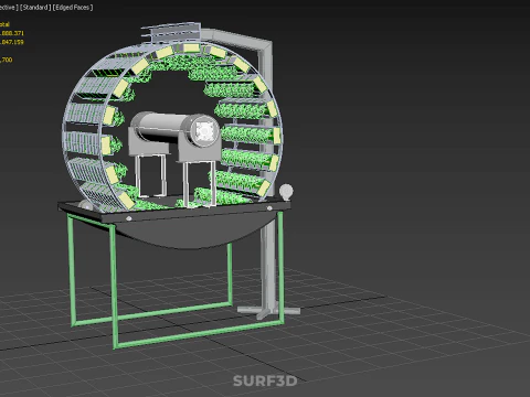 RADIAL ROTARY HYDROPONIC SPIN GARDENING PLANT FARM SYSTEM WHEEL 3D Model