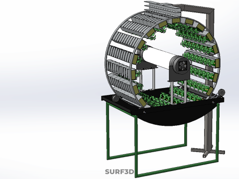 RADIAL ROTARY HYDROPONIC SPIN GARDENING PLANT FARM SYSTEM WHEEL 3D Model