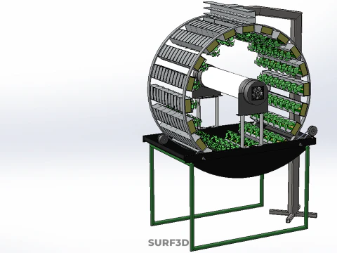 RADIAL ROTARY HYDROPONIC SPIN GARDENING PLANT FARM SYSTEM WHEEL 3D Model