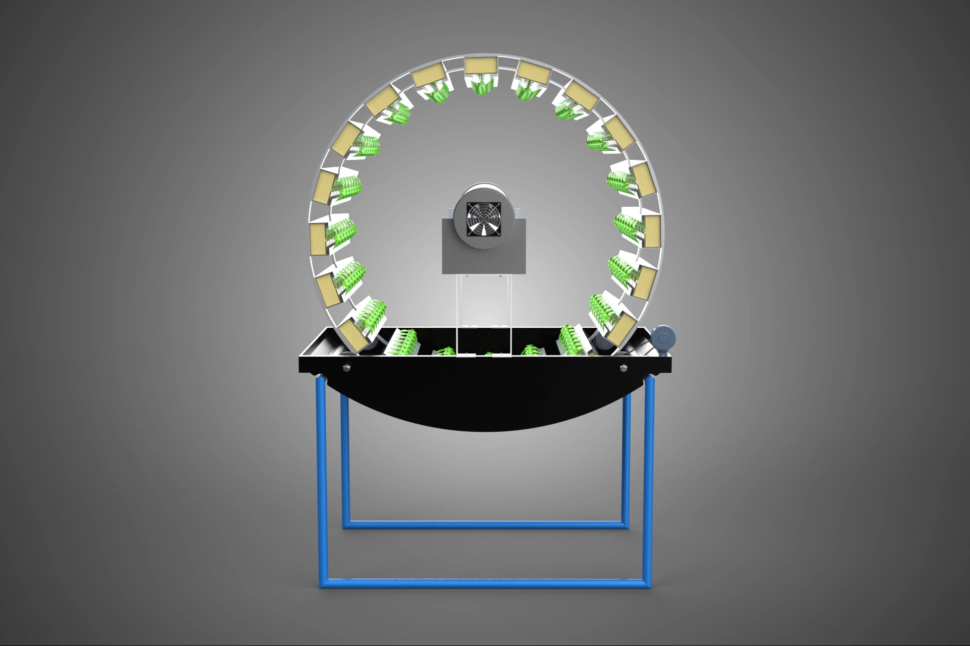 CIRCULAR ROTARY HYDROPONIC SPIN GARDEN PLANT FARM SYSTEM WHEEL 3D Model .c4d .max .obj .3ds .fbx .stl .blend 