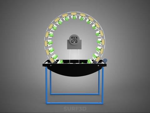 CIRCULAR ROTARY HYDROPONIC SPIN GARDEN PLANT FARM SYSTEM WHEEL Modèle 3D