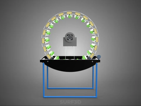 CIRCULAR ROTARY HYDROPONIC SPIN GARDEN PLANT FARM SYSTEM WHEEL 3D Model