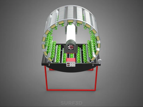 IOT CONTROL ROTARY HYDROPONIC GARDEN PLANT FARMING SYSTEM WHEEL 3D Model
