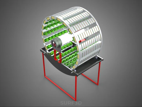 IOT CONTROL ROTARY HYDROPONIC GARDEN PLANT FARMING SYSTEM WHEEL 3D Model