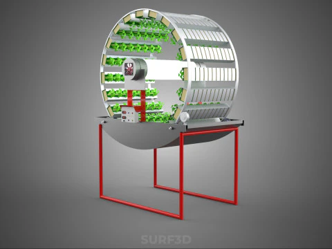 IOT CONTROL ROTARY HYDROPONIC GARDEN PLANT FARMING SYSTEM WHEEL 3D Model