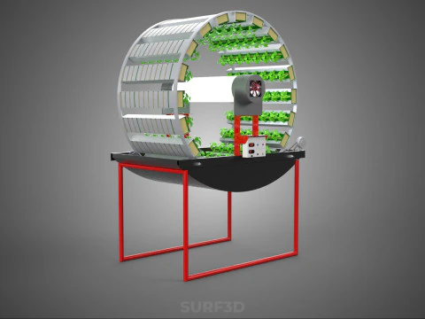 IOT CONTROL ROTARY HYDROPONIC GARDEN PLANT FARMING SYSTEM WHEEL 3D Model