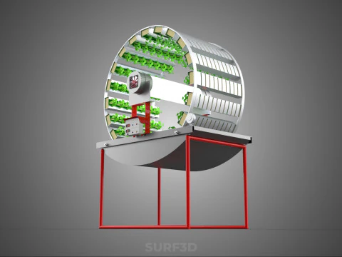 IOT CONTROL ROTARY HYDROPONIC GARDEN PLANT FARMING SYSTEM WHEEL 3D Model
