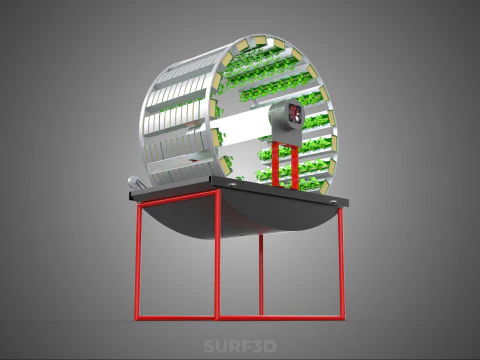 IOT CONTROL ROTARY HYDROPONIC GARDEN PLANT FARMING SYSTEM WHEEL 3D Model