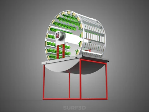 IOT CONTROL ROTARY HYDROPONIC GARDEN PLANT FARMING SYSTEM WHEEL 3D Model