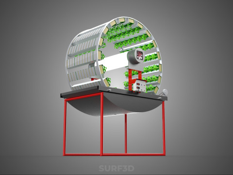 IOT CONTROL ROTARY HYDROPONIC GARDEN PLANT FARMING SYSTEM WHEEL Modello 3D