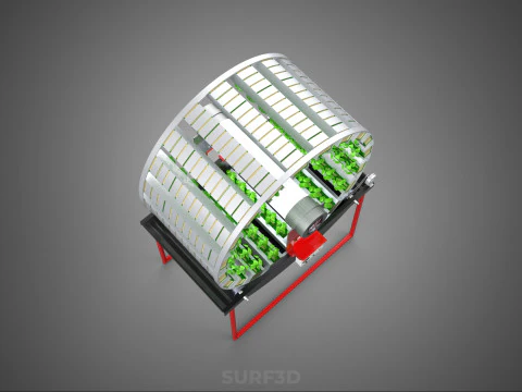 IOT CONTROL ROTARY HYDROPONIC GARDEN PLANT FARMING SYSTEM WHEEL 3D Model